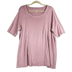 J Jill  Women 2XL   Top Pink Perfect Pima Elbow Sleeve Boat Neck Tee Cotton